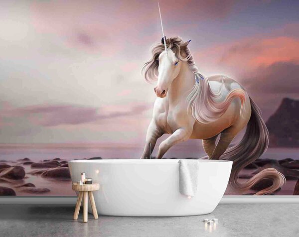 Fototapet Unicorn care rulează pe apă, Fototapet copii, Fototapet populare, u38651 - Tapeko.ro