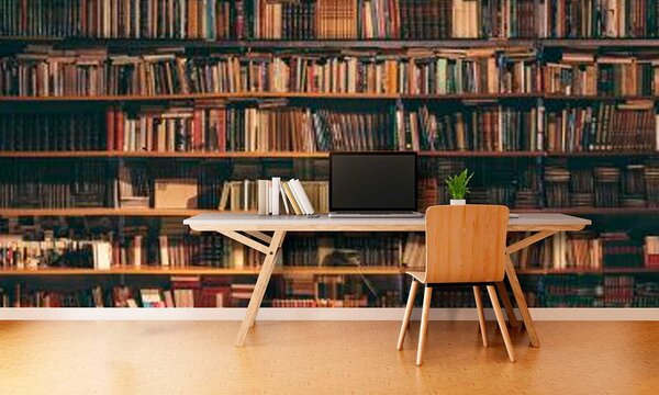 Fototapet Bibliotecă mare plină de cărți, Fototapet spațiu extins, Fototapet populare, u40004 - Tapeko.ro