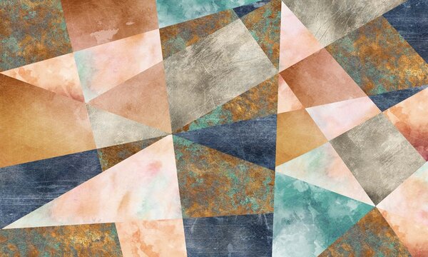 Fototapet Model colorat cu triunghiuri, Fototapet geometric 3D, Fototapet populare, u40593 - Tapeko.ro