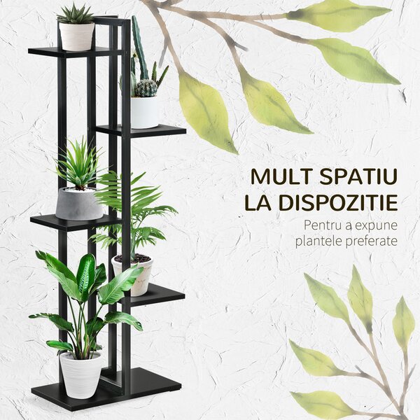 Outsunny Suport pentru Plante cu 5 Niveluri Raft de Colț din Lemn pentru Grădină și Balcon | Aosom Romania