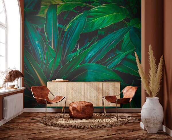Fototapet Frunze tropicale luxuriante în verde vibrant, Fototapet 3D, Fototapet populare, u41136 - Tapeko.ro