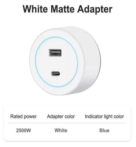 Sina modulara prize onuvio® 100cm, 8000w, 7 adaptoare (6x priza eu cu impamantare + 1x usb + type-c), montaj perete/blat, sistem premium birou/bucatarie, alb