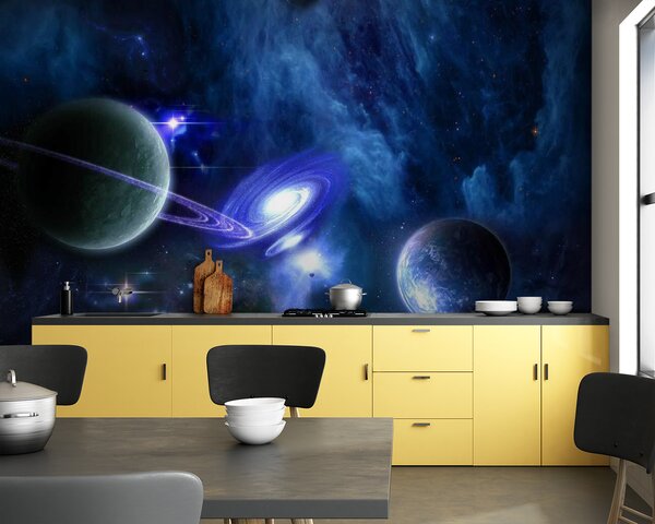 Fototapet Planete în spațiu cu planete și stele, Fototapet spațiu extins, Fototapet populare, u44665 - Tapeko.ro