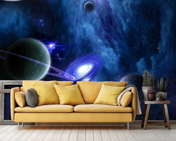 Fototapet Planete în spațiu cu planete și stele, Fototapet spațiu extins, Fototapet populare, u44665 - Tapeko.ro