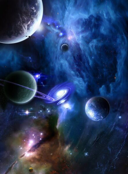 Fototapet Planete în spațiu cu planete și stele, Fototapet spațiu extins, Fototapet populare, u44665 - Tapeko.ro