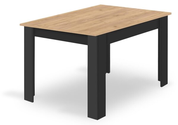 Masa de sufragerie MADO neagra cu blat in decor artizanal stejar 120x80cm