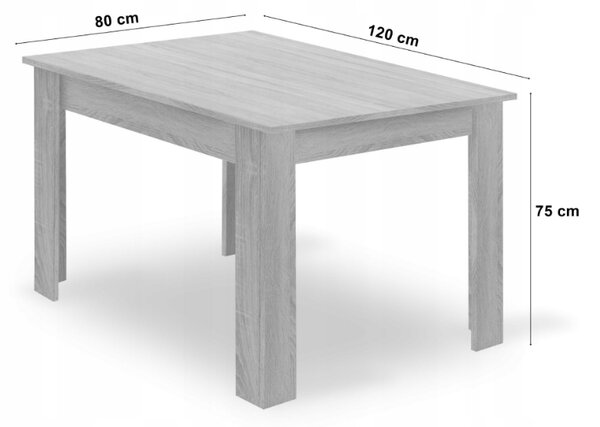 Masa de sufragerie MADO neagra cu blat in decor artizanal stejar 120x80cm