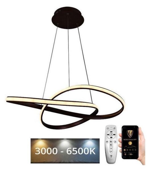 Lustră LED dimabilă pe cablu Brilagi COSMOWAVE LED/70W/230V 3000-6500K maro + telecomandă