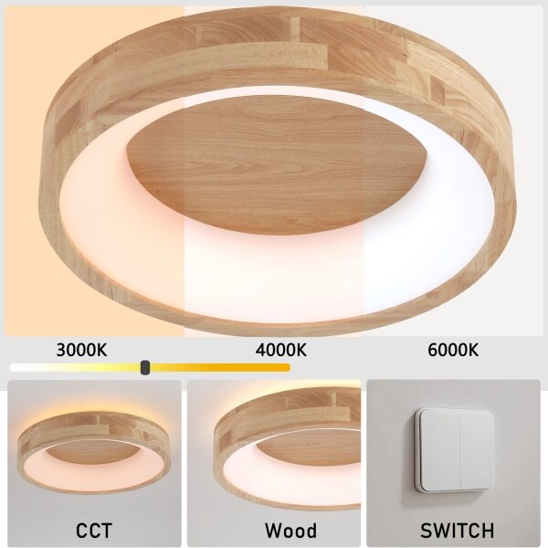 Brilagi-LED Plafonieră FALCON WOOD LED/30W/230V 3000/4000/6000K 45 cm lemn