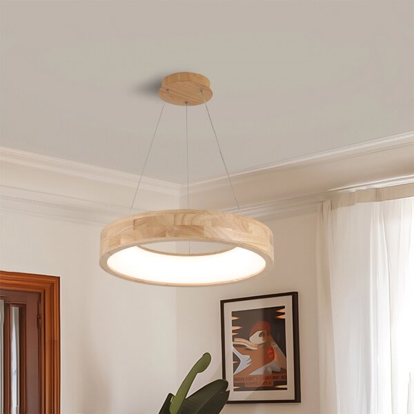 Brilagi -LED Lustră suspendată pe cablu FALCON WOOD LED/30W/230V 3000/4000/6000K 45 cm lemn