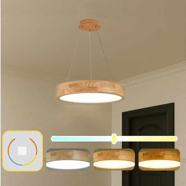 Brilagi -LED Lustră suspendată pe cablu FALCON WOOD LED/30W/230V 3000/4000/6000K 45 cm lemn
