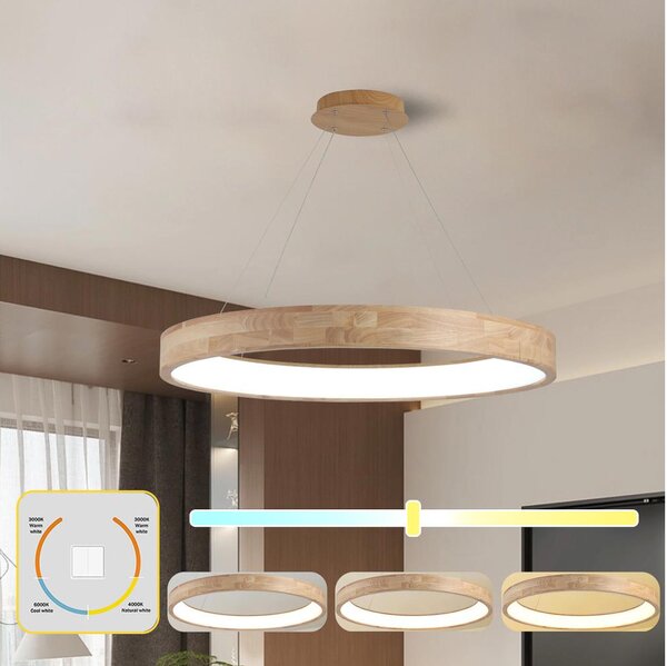 Brilagi - Lustră suspendată pe cablu FALCON WOOD LED/60W/230V 3000/4000/6000K 80 cm din lemn