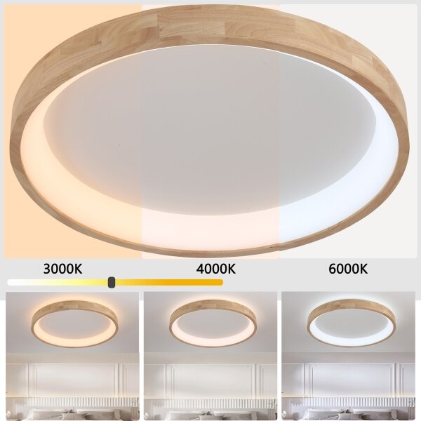 Brilagi-LED Plafonieră LED FALCON WOOD, 60W, 230V, 3000/4000/6000K, 80 cm, lemn