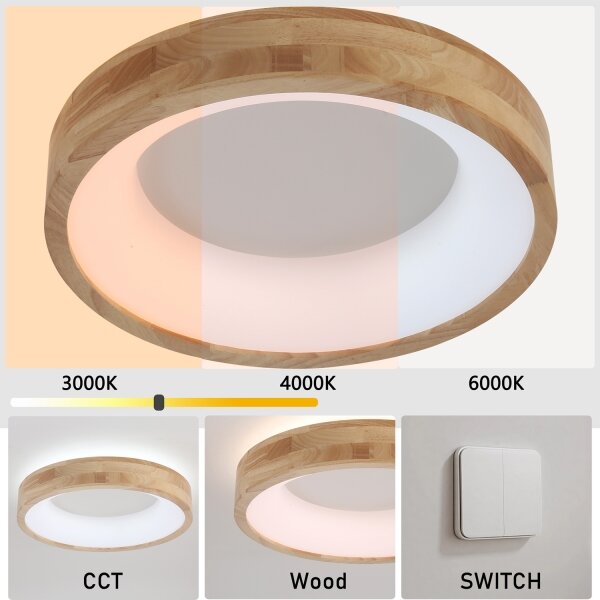 Brilagi-LED Plafonieră FALCON WOOD LED/30W/230V 3000/4000/6000K 45 cm lemn
