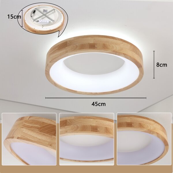 Brilagi-LED Plafonieră FALCON WOOD LED/30W/230V 3000/4000/6000K 45 cm lemn
