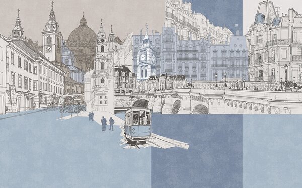 Fototapet Desenul unui oraș, Fototapet flori 3D, Fototapet populare, u46594 - Tapeko.ro