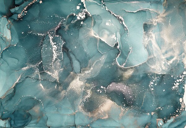 Fototapet Abstract teal și alb fluid art, Populare fototapet, Populare fototapet, u49635 - Muralas.ro