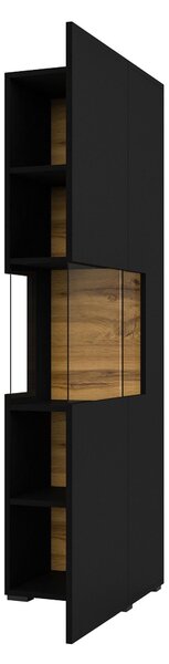 Vitrină Avernic Typ 05 (onyx negru + Stejar wotan). Promo -16%. 1042061