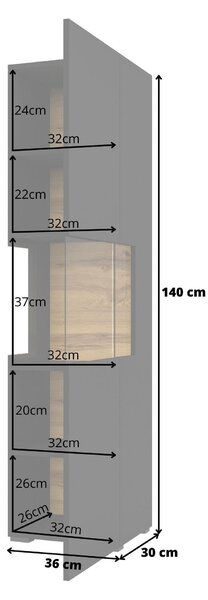 Vitrină Avernic Typ 05 (onyx negru + Stejar wotan). Promo -16%. 1042061