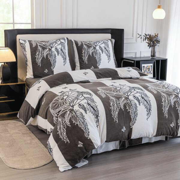 Lenjerie de pat microplus TIRSO gri-alb Dimensiune lenjerie de pat: 70 x 90 cm | 140 x 200 cm