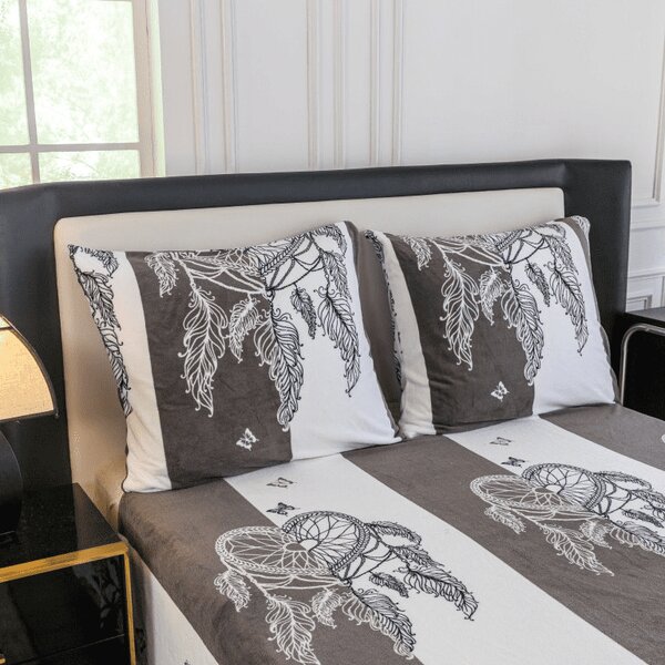 Lenjerie de pat microplus TIRSO gri-alb Dimensiune lenjerie de pat: 70 x 90 cm | 140 x 200 cm