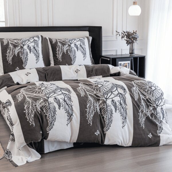 Lenjerie de pat microplus TIRSO gri-alb Dimensiune lenjerie de pat: 70 x 90 cm | 140 x 200 cm