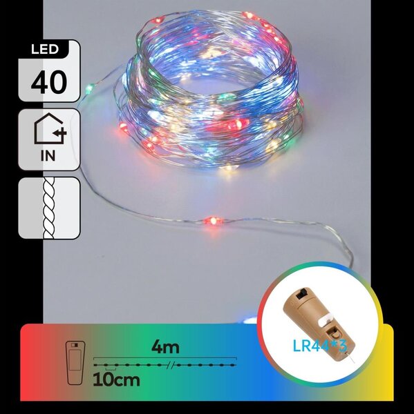 Aigostar - Ghirlandă decorativă cu LED și dop pentru sticlă 40xLED/3xLR44 4m multicolor