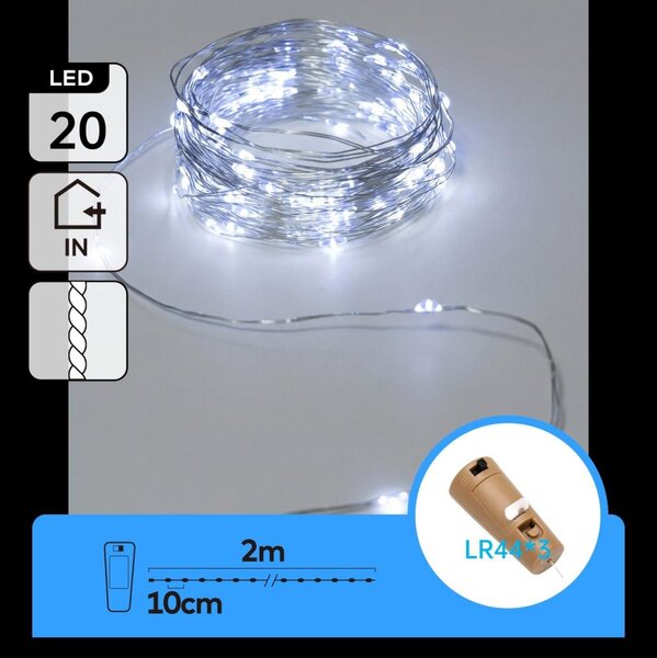 Aigostar - Ghirlandă decorativă cu LED și dop pentru sticlă 20xLED/3xLR44 2m alb rece