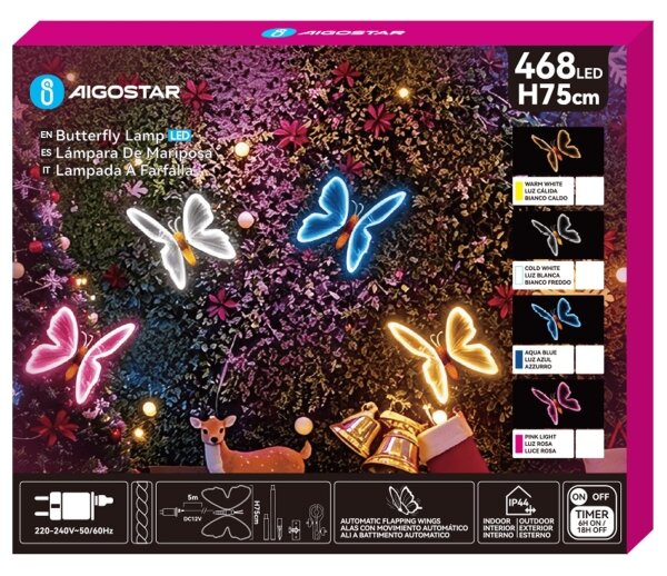Aigostar - decorațiune LED de Crăciun pentru exterior 504xLED IP44 alb rece fluture