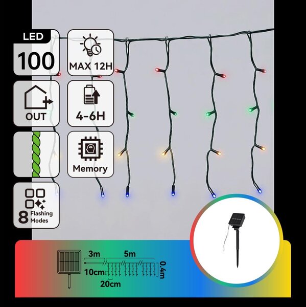 Aigostar - LED ghirlandă de Crăciun pentru exterior 100xLED/8 funcții 8x0,4m IP44 multicoloră