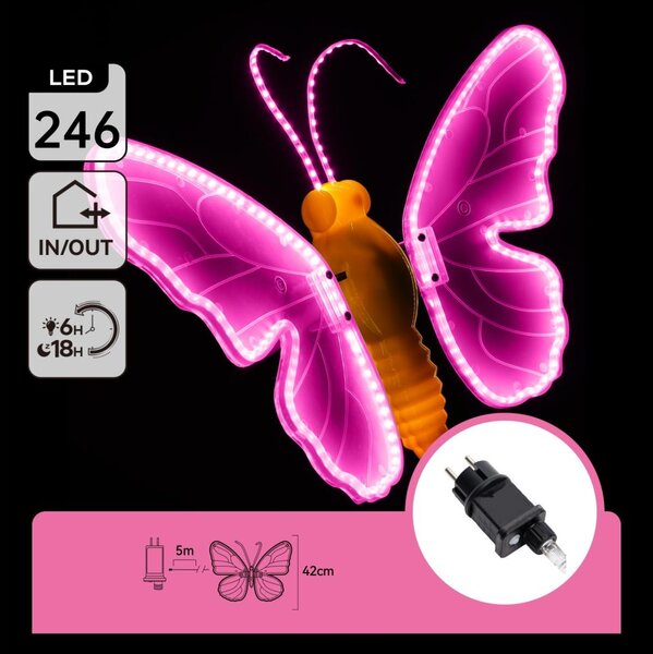 Aigostar - LED decorațiune de Crăciun pentru exterior 234xLED IP44 fluture roz