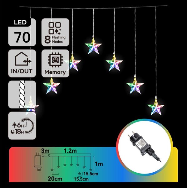 Aigostar - Ghirlandă de Crăciun LED pentru exterior, 70 LED-uri, 8 moduri, 4,2 x 1 m, IP44, multicolor