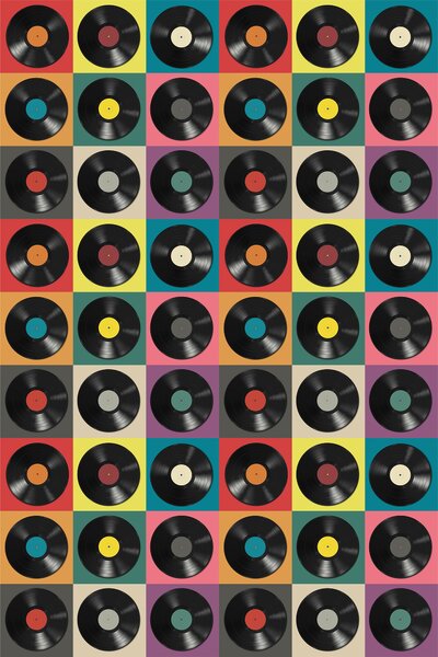 Fototapet Model de discuri de vinil negru, Fototapet designer, Fototapet populare, u51622 - Tapeko.ro