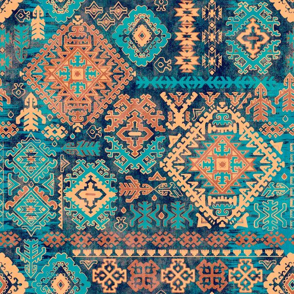 Fototapet Țesătură cu model albastru și portocaliu, Fototapet geometric 3D, Fototapet populare, u52877 - Tapeko.ro