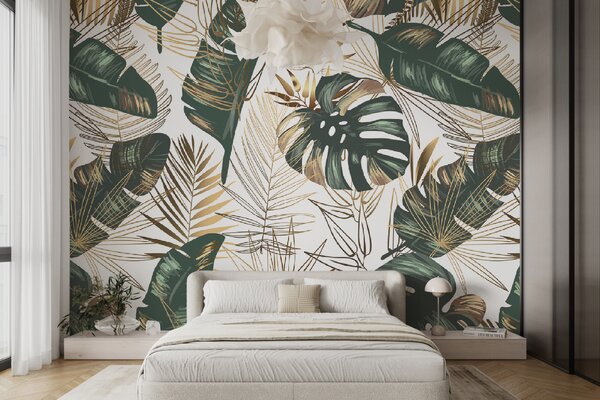 Fototapet Frunze tropicale luxuriante în design elegant, Fototapet frunze, Fototapet populare, u53279 - Tapeko.ro