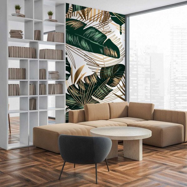 Fototapet Frunze tropicale luxuriante în design elegant, Fototapet frunze, Fototapet populare, u53279 - Tapeko.ro