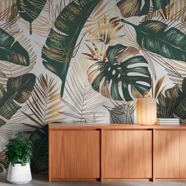 Fototapet Frunze tropicale luxuriante în design elegant, Fototapet frunze, Fototapet populare, u53279 - Tapeko.ro