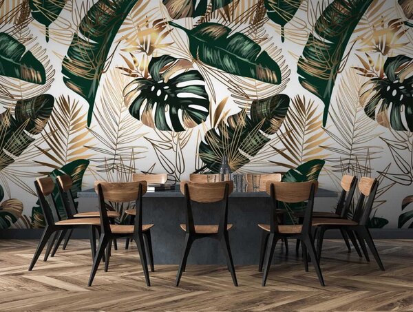 Fototapet Frunze tropicale luxuriante în design elegant, Fototapet frunze, Fototapet populare, u53279 - Tapeko.ro