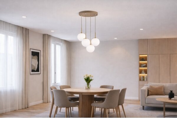 Brilagi - Candelabru suspendat pe cablu MILO ECRU 4xE27/60W/230V bej/auriu
