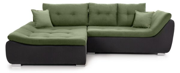 Colțar Extensibil LORENZO, cu ladă de depozitare, variante stânga/dreapta 280x180x70 cm, Stanga / Verde-Gri-Inchis-Enjoy