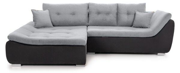 Colțar Extensibil LORENZO, cu ladă de depozitare, variante stânga/dreapta 280x180x70 cm, Stanga / Gri-Deschis-Gri-Inchis-Enjoy