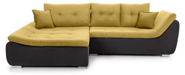 Colțar Extensibil LORENZO, cu ladă de depozitare, variante stânga/dreapta 280x180x70 cm, Stanga / Galben-Gri-Inchis-Enjoy