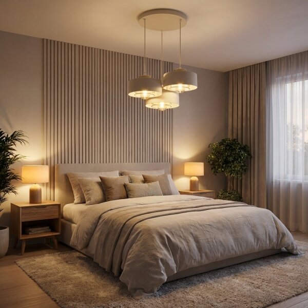 Brilagi - Lustră suspendată pe cablu SPRING 3xE27/60W/230V bej/auriu