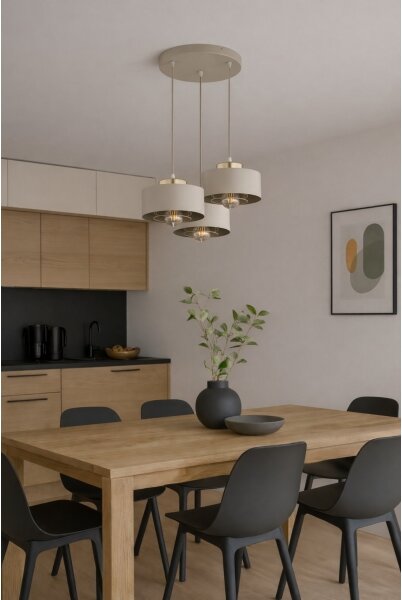 Brilagi - Lustră suspendată pe cablu SPRING 3xE27/60W/230V bej/auriu
