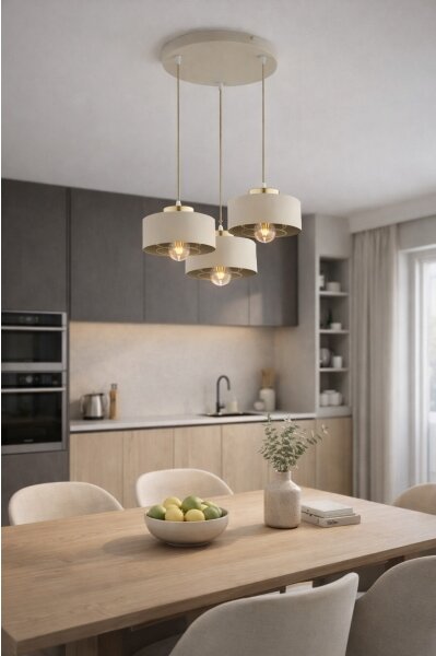 Brilagi - Lustră suspendată pe cablu SPRING 3xE27/60W/230V bej/auriu