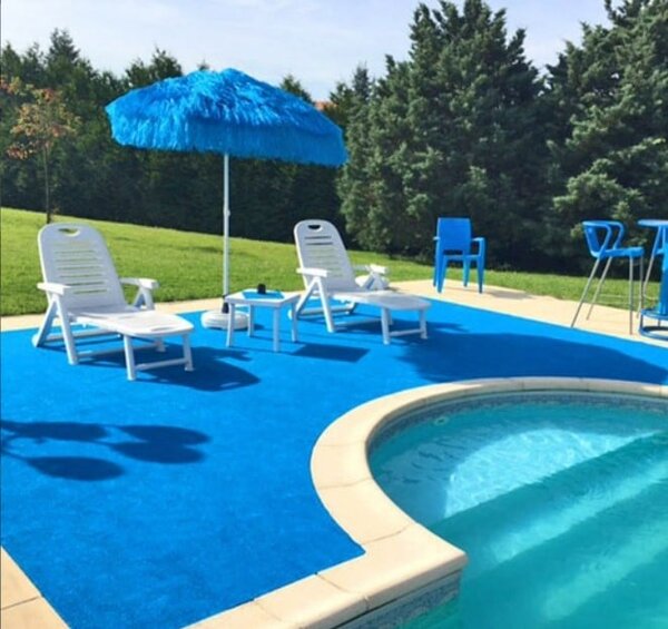 Gazon Mocheta Iarba Artificiala 7 mm, Piscina Curte, Diverse Latimi, Albastru 100 x 2100