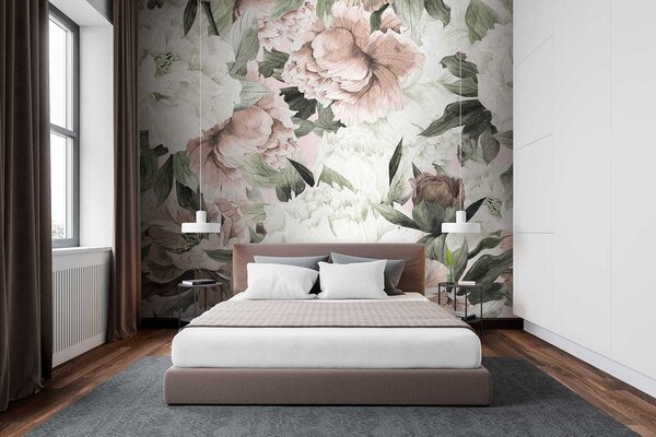 Fototapet Modele florale delicate în nuanțe delicate, Fototapet bujori, Fototapet populare, u55910 - Tapeko.ro