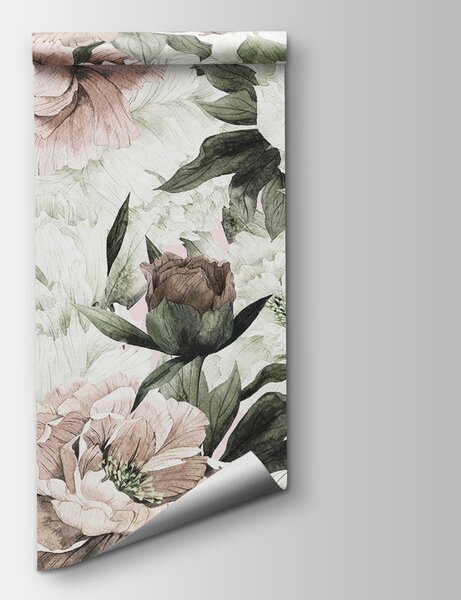 Fototapet Modele florale delicate în nuanțe delicate, Fototapet bujori, Fototapet populare, u55910 - Tapeko.ro