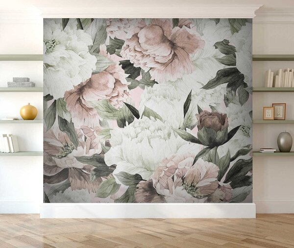 Fototapet Modele florale delicate în nuanțe delicate, Fototapet bujori, Fototapet populare, u55910 - Tapeko.ro