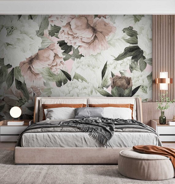 Fototapet Modele florale delicate în nuanțe delicate, Fototapet bujori, Fototapet populare, u55910 - Tapeko.ro